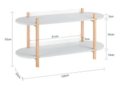 SoBuy HSTR01-HG - Aparador multifuncional con 2 estantes W101cm x W33.5cm x H51.5cm