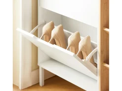 SoBuy Zapatero Estrecho Blanco con Puertas y Estantes de Madera