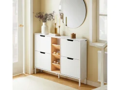 SoBuy Zapatero Estrecho Blanco con Puertas y Estantes de Madera