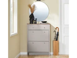 SoBuy Zapatero Estrecho con Cajón y 2 Puertas, de Madera, Color Marrón