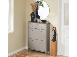SoBuy Zapatero Estrecho con Cajón y 2 Puertas, de Madera, Color Marrón