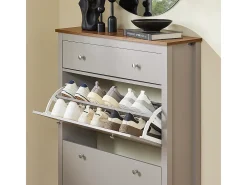 SoBuy Zapatero Estrecho con Cajón y 2 Puertas, de Madera, Color Marrón