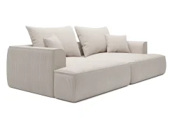Sofá 4 plazas asiento profundo de pana beige PINETA