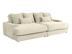 Sofá 4 plazas con asiento profundo de pana en color beige CALAZO