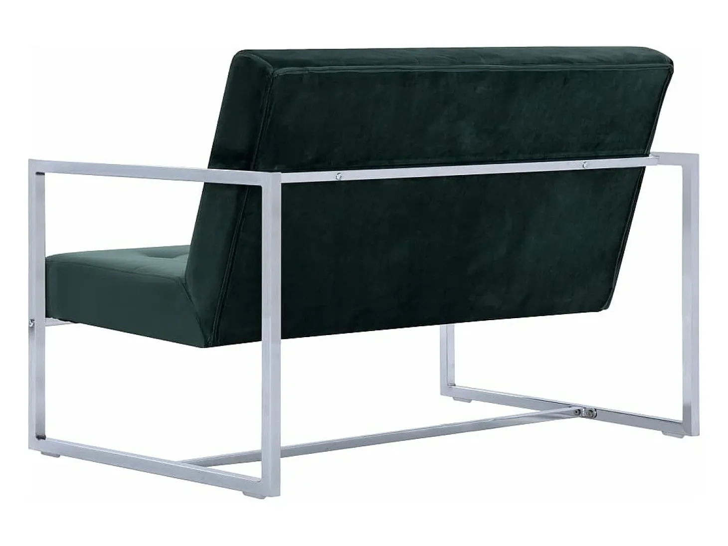 Sofá 2 plazas con reposabrazos cromados terciopelo verde oscuro