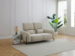Sofá 2 plazas con respaldo reclinable en tela beige ARAVIO