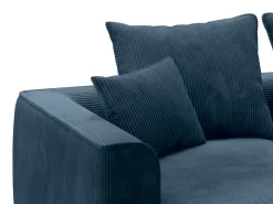 Sofá 3 plazas confort asiento profundo en terciopelo de pana azul PINETA
