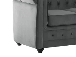 Sofá 3 plazas convertible de terciopelo gris antracita CHESTERFIELD