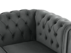 Sofá 3 plazas convertible de terciopelo gris antracita CHESTERFIELD