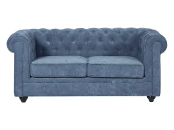 Sofá 2 plazas de tela color azul CHESTERFIELD