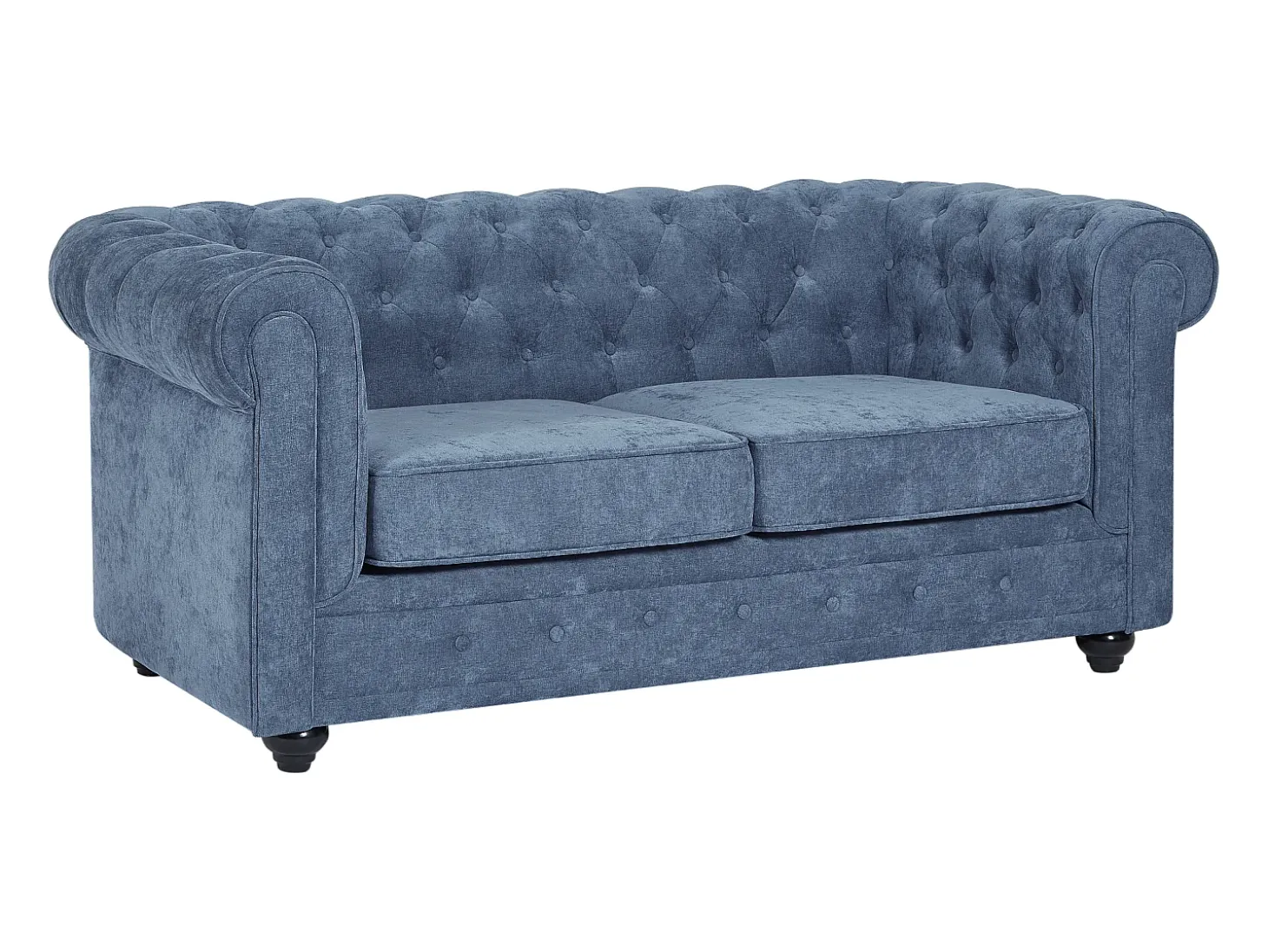 Sofá 2 plazas de tela color azul CHESTERFIELD