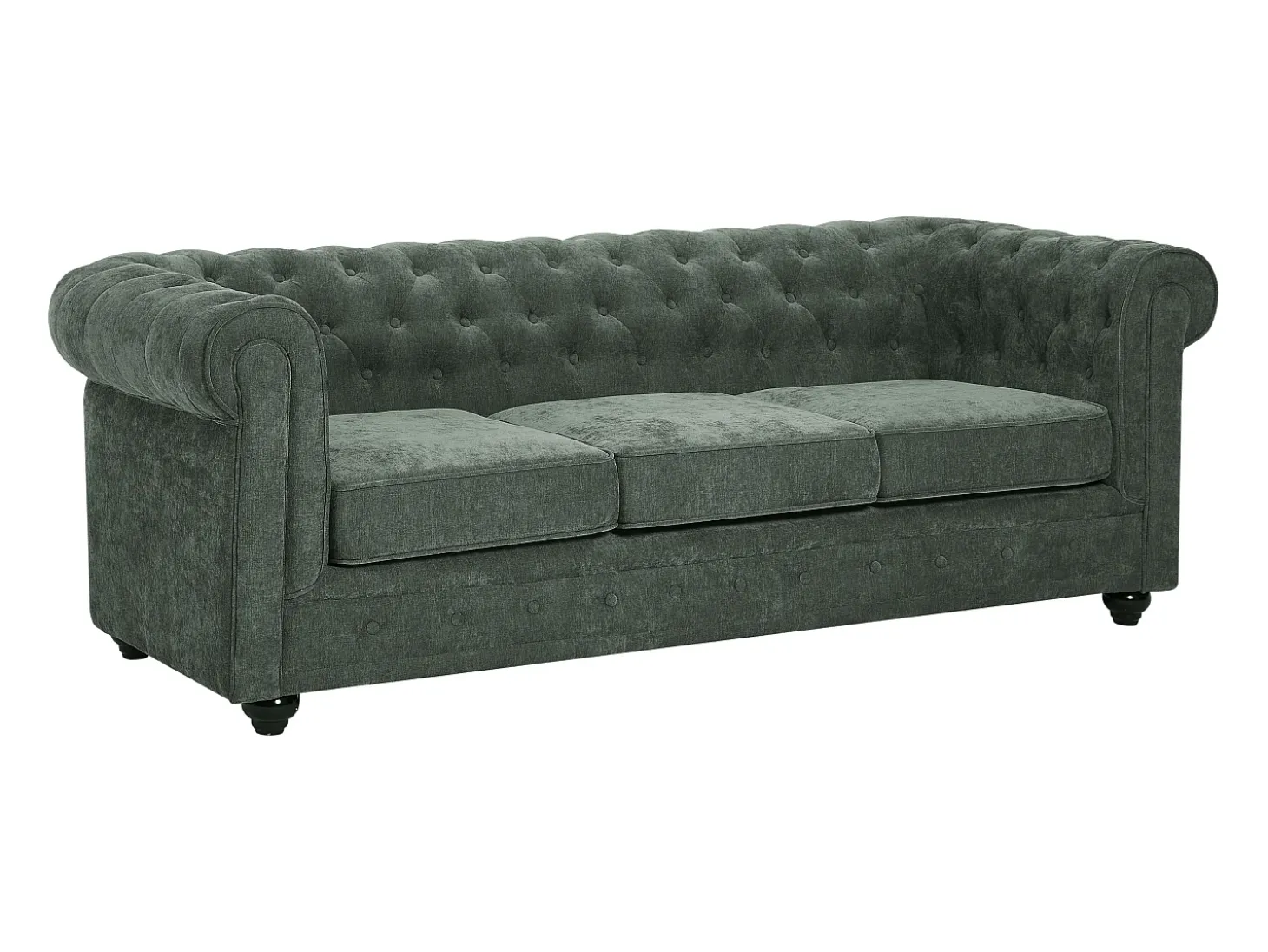 Sofá 3 plazas de tela color verde CHESTERFIELD