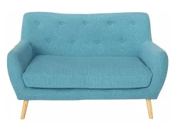 Sofá 2 plazas de tela diseño moderno estilo escandinavo Irvine - Azul Marino