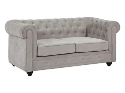 Sofá 2 plazas en tela color gris CHESTERFIELD