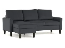 Sofá 3 Plazas Gris Oscuro con Chaise Longue Reversible Lado Derecho/Izquierdo (226 x 140 x 85 cm) - FOX