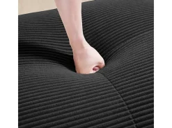 Sofá 2 Plazas Modular de Pana Acanalada - con 2 Cojines - 208x103x75cm - Negro