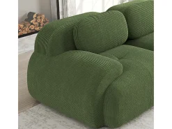 Sofá 3 Plazas Modular de Pana Acanalada - con 3 Cojines - 298x103x75cm - Verde