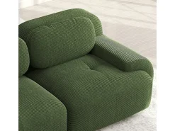 Sofá 3 Plazas Modular de Pana Acanalada - con 3 Cojines - 298x103x75cm - Verde