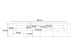 Sofá 4 plazas modular seccional moderno de tela Solv