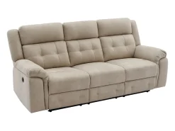 Sofá 3 plazas relax eléctrico de microfibra beige ORTIANO