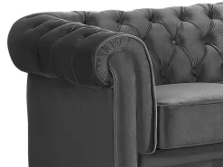 Sofá 3 plazas terciopelo color gris antracita CHESTERFIELD