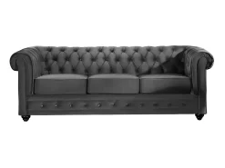 Sofá 3 plazas terciopelo color gris antracita CHESTERFIELD
