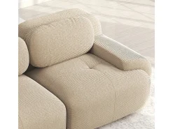 Sofá angular 2 plazas modular - de Pana - con 2 cojines y otomana - ergonómico - 208x178x75cm - Beige