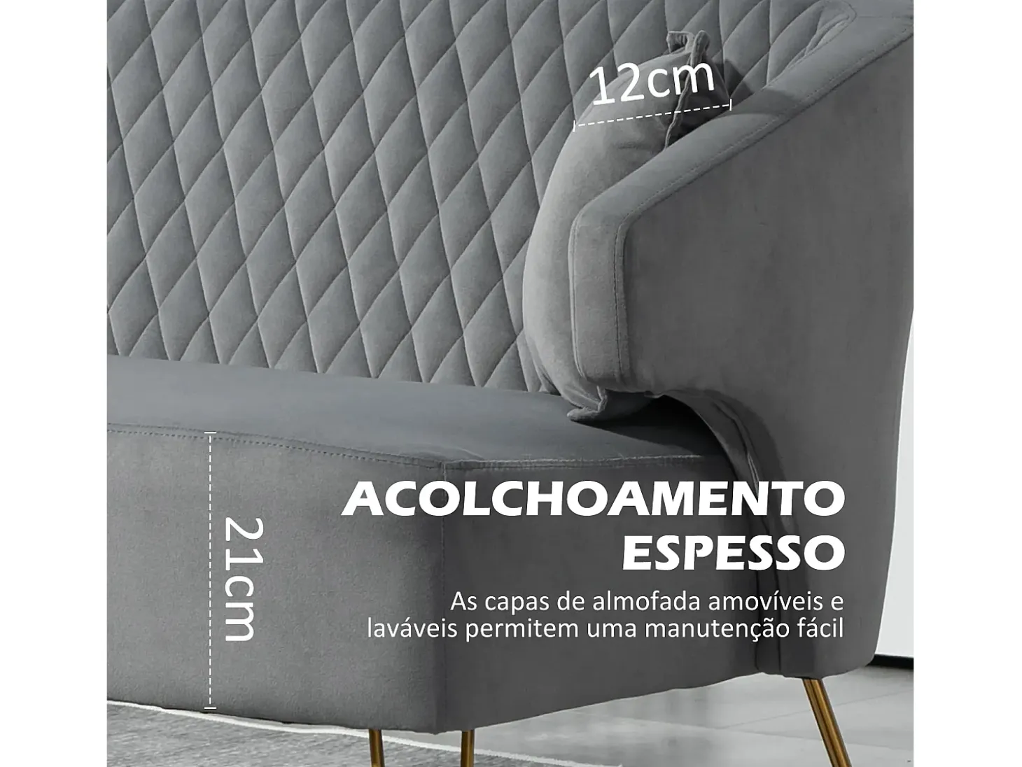 Sofá Azaki Homcom 2 plazas + almohadas + reposabrazos gris 76x124x69 cm