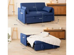 Sofá Cama Nest 2 Azul Marino - Nalui
