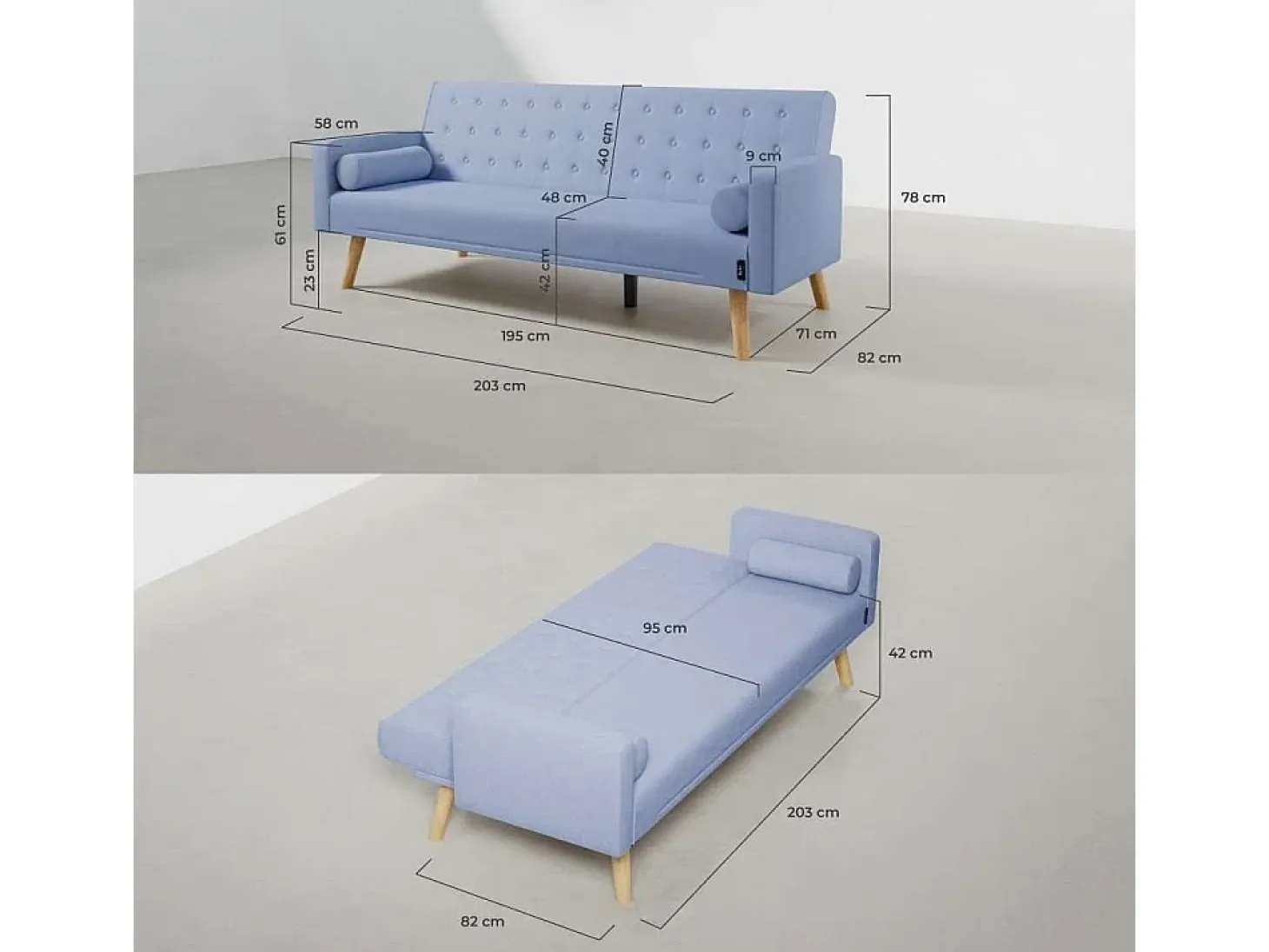 Sofá Cama One Dots Azul - Nalui