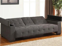 Sofá cama 3 plazas clic-clac de microfibra gris DEVONSHIRE