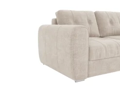 Sofá cama 3 plazas de apertura rápida de tela beige. Cama de 140 cm - Colchón de 14 cm BOLIPO