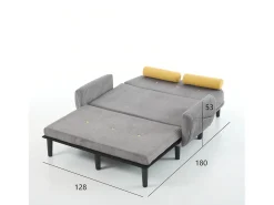 Sofá cama 2 plazas de pana gris - convertible en cama o chaise longue