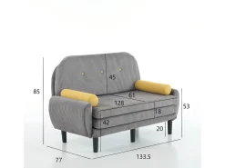 Sofá cama 2 plazas de pana gris - convertible en cama o chaise longue