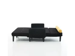 Sofá cama 2 plazas de pana negra - convertible en cama o chaise longue