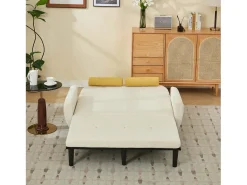 Sofá cama 2 plazas de pana marfil - convertible en cama o chaise longue