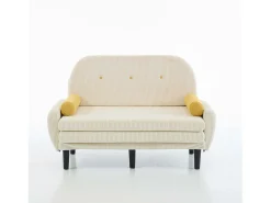 Sofá cama 2 plazas de pana marfil - convertible en cama o chaise longue