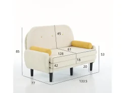 Sofá cama 2 plazas de pana marfil - convertible en cama o chaise longue