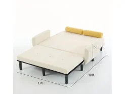 Sofá cama 2 plazas de pana marfil - convertible en cama o chaise longue