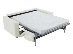 Sofá cama 3 plazas en chenilla beige con colchón de 12 cm ISISTIA