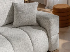 Sofá cama 3 plazas en tejido jaspeado gris claro ISSORO