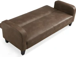 Sofá cama 3 plazas tela aspecto vintage marrón INICIO