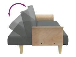Sofá cama 2 plazas y almohadas taburete terciopelo gris oscuro