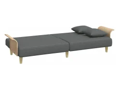 Sofá cama 2 plazas y almohadas taburete terciopelo gris oscuro