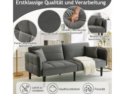 Sofá cama ajustable 2 en 1 - 176 x 78 x 76 cm - 2 plazas - con reposabrazos abatibles - Terciopelo - Gris