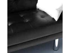 Sofá cama biplaza de cuero artificial con reposabrazos y cojines Agata Pronto Letto - Negro