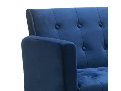 Sofá cama clic clac moderno de 3 plazas de terciopelo con patas doradas Caullae - Azul Marino
