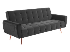 Sofá cama clic-clac de 3 plazas de terciopelo gris POLANI