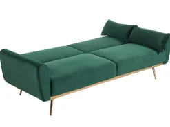 Sofá cama clic-clac de 3 plazas de terciopelo verde LAUNEI