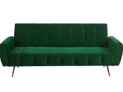 Sofá cama clic-clac de 3 plazas de terciopelo verde POLANI
